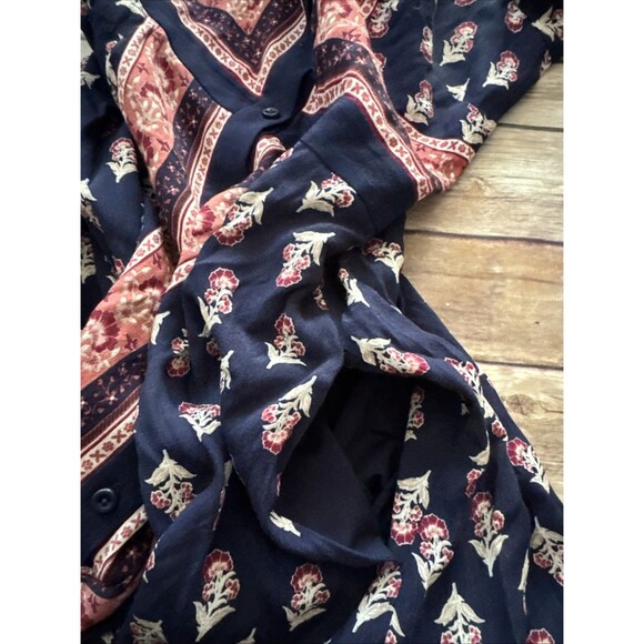 Gal Meets Glam Collection Button Front Surplice Dress Blue Rose Damisk Size 2 - Picture 9 of 11